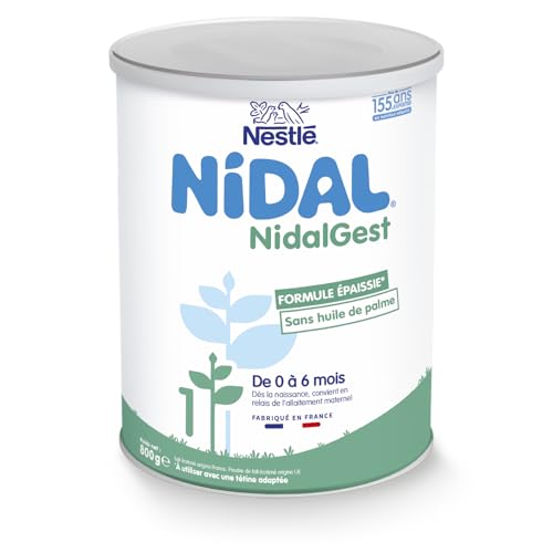 Nestlé Nidal 1 Lait en Poudre Bébé 1er Âge - de la Naissance à 6 mois - 800g - Pack de 6