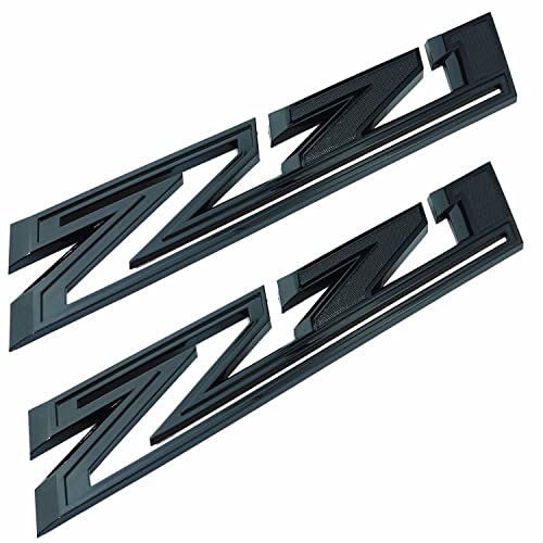 Image of 2X Large Size Z71 RH LH Side Fender Emblem Nameplate Badge Decal Replacement for 2019-2021 Chevy Silverado (Matte Black)