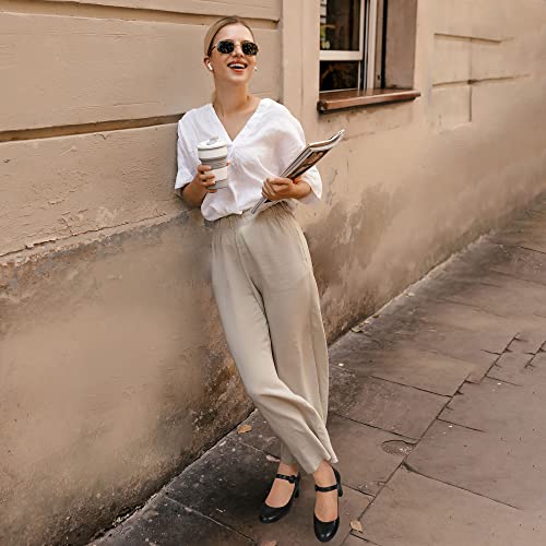 Idifu Women's Candy Dress Mary Jane Shoes Low Block Heels Closed Round Toe Office Work Church Wedding Pumps(Black Pu, 8.5) #TOP1