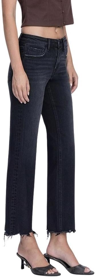 Flying Monkey Women's Mid-Rise Ankle Straight Leg Jeans