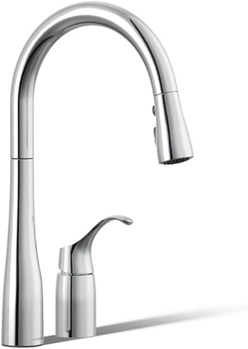 KOHLER Simplice, llave abatible de cocina, 647-CP Mate negro,Cromo pulido,Latón cepillado vibrante.,Vibrant Stainless