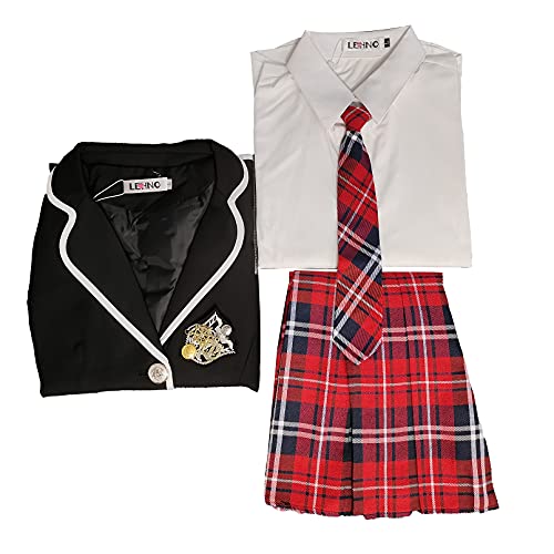 Uniforme Escolar Japonés de Talla Grande 4-XL para Cosplay Cómodo con Falda de Tablas