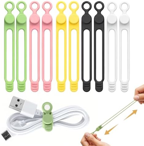 10 Pcs Silicone Cable Ties, Reusable Data Cable Organizer Wire Or...
