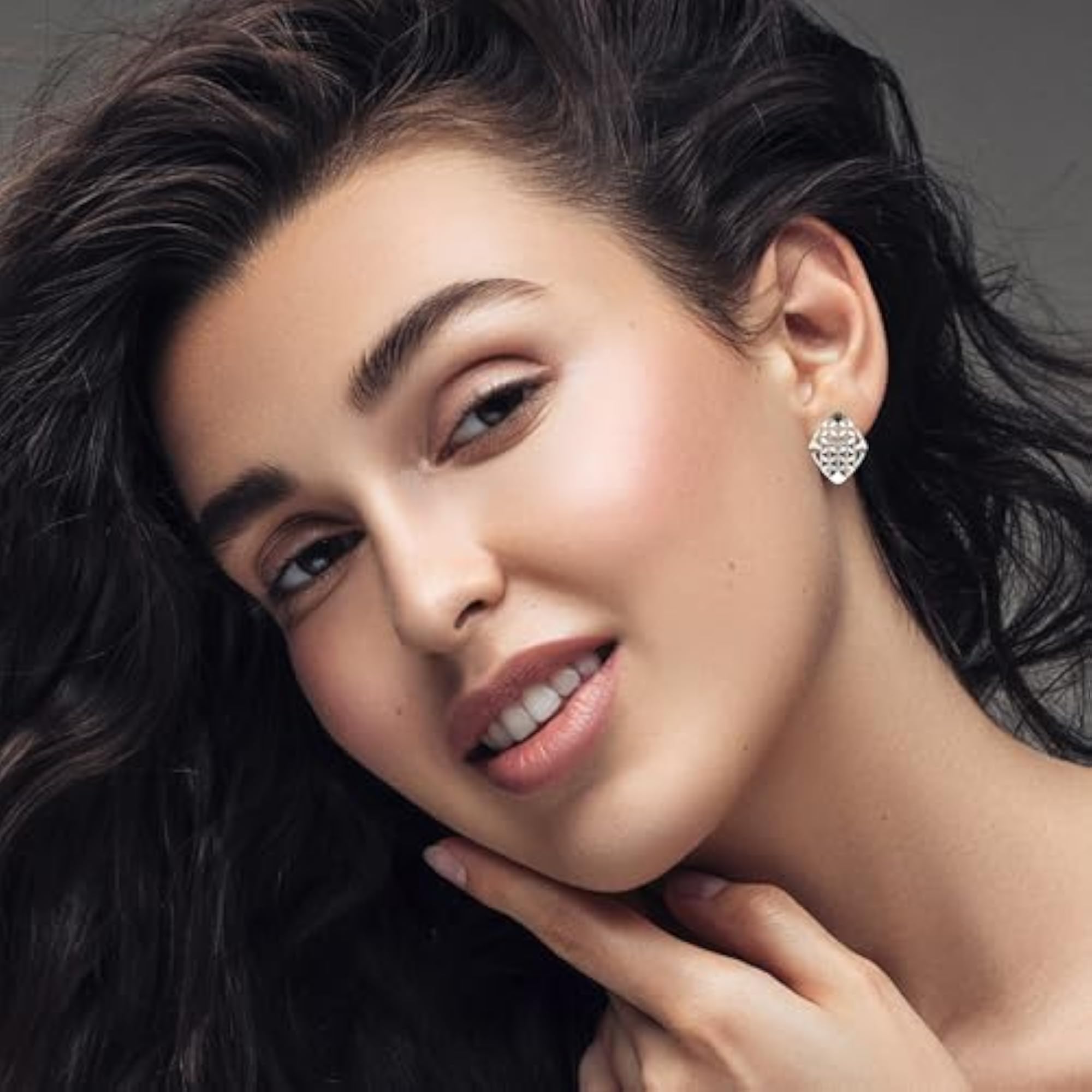 Women's Stylish Sterling Silver & Lab Grown Diamond 0.11cts Earrings