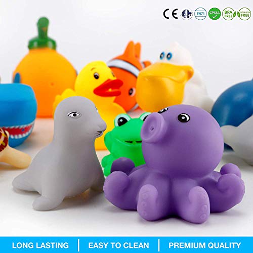 Liberty Imports 15 Pcs Water Bath Squirties - Fun Floating Squeeze And Squirt Bathtub Squirters - Ideal Toys For Kids, Babies, Toddlers Bathtime (Ocean Animals) #TOP2