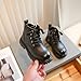 Winter Ankle Boots for Girl:Fashion Autumn Leather Combat Zipper Lace Up Boot Hiking Outdoor Footwear Party Dress School Wedding（Size10,Black