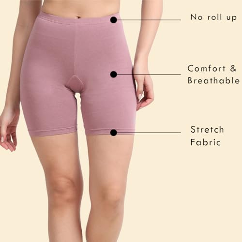 Image of Lavos Women Under Dress Sports Cycling Shorts, Bamboo Cotton Activewear Yoga Gym Workout Anti-Bacterial Uniform, Elastic Mid Waist Shorties Tights for Womens and Young Ladies