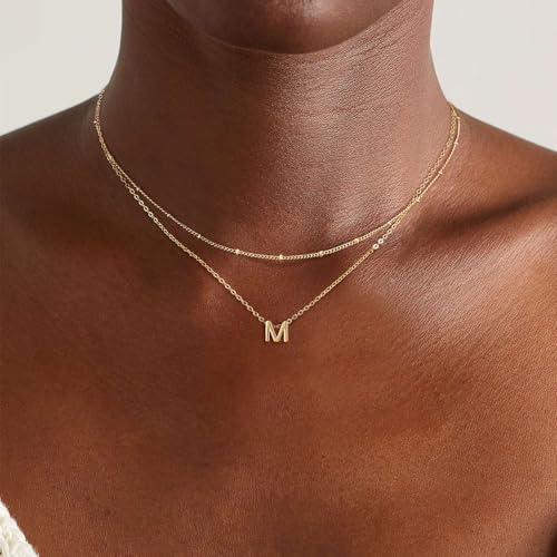 LEXODY Gold Initial Necklaces for Women, 14k Gold Plated Round Letter A-Z Pendant Necklace Trendy Capital Monogram Necklace Dainty Name Pendant Necklace for Women Jewelry Gifts2
