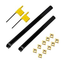 GBJ 2pcs Lengthened 3/4in 5/8in Shank Indexable Metal Lathe Turning Tool Holder with 10pcs CCMT32.51 CCMT09T304 Carbide Replacement Inserts Turning Inserts for Steel