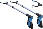 FitPlus 2025 Upgrade PowerGrip T9, Grabber Reacher Tool, Wide Jaw, Foldable, Steel Cable, with 96 Grip Points for Firm Grip, 32" with Magnet (Blue, 32 Inch (Pack of 1))