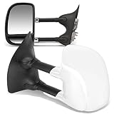 DNA Motoring TWM-004-T222-CH Pair of Manual Adjustment Telescoping Towing Side Mirrors Compatible with 99-07 F250 / F350 / F450 / F550 Super Duty, Chrome/Black