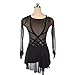 Black,11_13Years,Girls' Figure Skating Training Dress Classic Gymnastics Leotards Solid Color Ice Skating Performance Skirt Long Sleeves
