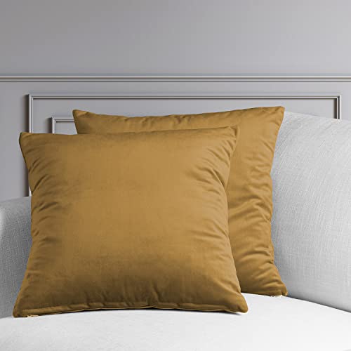 Image of HPD Half Price Drapes Cushion Cover 18 x 18 Heritage Plush Velvet - VPYC-190159-CC18PR - Pair, Retro Gold