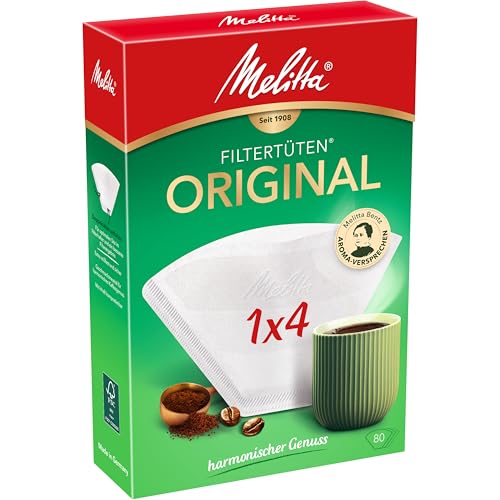 Melitta Filtertüten 1x4, 3 Aromazonen, Weiß, 80 Stück