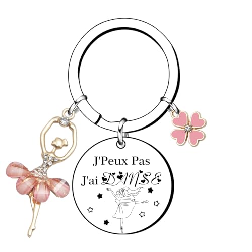 GUOYU Porte-clés danse « J'peux pas, j'ai danse » avec acier inoxydable et breloque ballerine,...