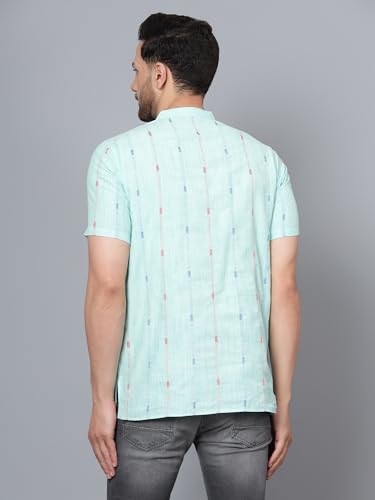 Image of LATEST CHIKAN Men's Cotton Regular Casual Strped Short Kurta Half Sleeves - (SK-LJ.DS.AS)