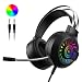 Produktbild HOOPOND M10 PRO Gaming Headset für PS4 PS5 PC Xbox One, 3.5mm Noise Cancelling Gaming Kopfhörer mit Mikrofon & RGB LED Lichter, Surround Sound Over Ear Headset mit Soft Memory Ohrenschützer (Schwarz)