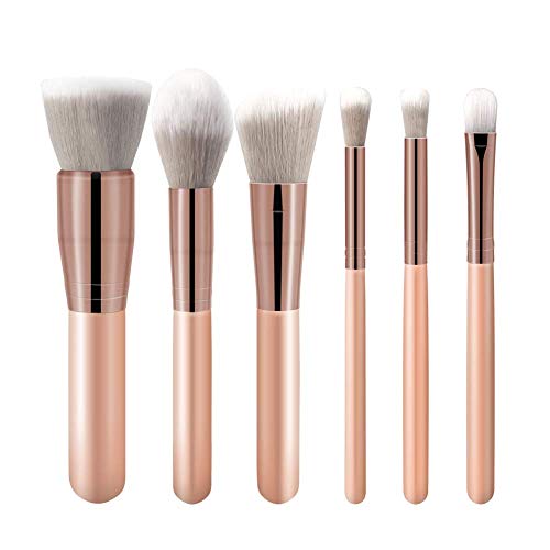 Makeup Brush Set,Premium Synthetic Brushes for Foundation,Eyeshadow,Blush and Contour,6 Pcs Pink Makeup Brushes with Travel Makeup Bag (6pcs)
