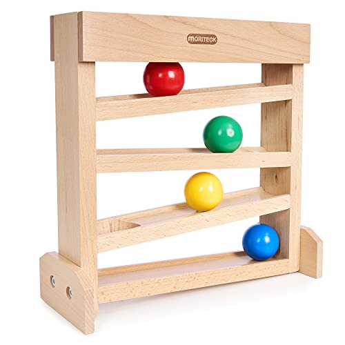 MORITECK Montessori Ball Drop Toy, Wooden Ball Tracker, Early Developmental Pound Toys for Toddlers for 1-3 Year Old, Boys Girls Baby Birthday Gift