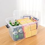 Cetomo 18L*12 Storage Boxes with Handle, Plastic Storage Box with Lids for Home Dorm Office Organization, Stackable & Nestable, Tote Container, PP, Transparent, 18L-12 Pack - Image 7