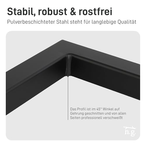 Natural Goods Berlin 1x Kleiderstange ÜBERECK Wandmontage - Garderobenstange L-Form für Flur, Bad oder Küche (Schwarz, 110x30cm) - Eckgarderobe aus rostfreiem Metall im minimalistischen Design