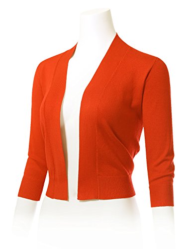 Image of Allsense Women's 3 /4 Sleeve Cropped Shrug Cardigan | Classic Bolero, Open-Front, Lightweight Soft Fine Knit Cover Up
