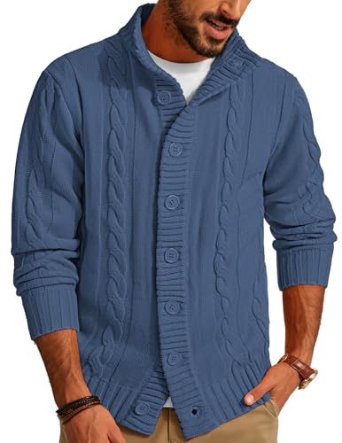 Cardigan en tricot à boutons Paul Jones pour homme avec col montant élégant en taille XXL