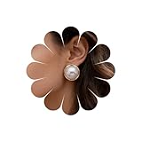Cybche Boho Large Round Pearl Earrings Wedding Pearl Stud Earrings White Big Bead Disc Earring Minimalist Half Pearls Bridal Earring Party Prom Jewelry for Women