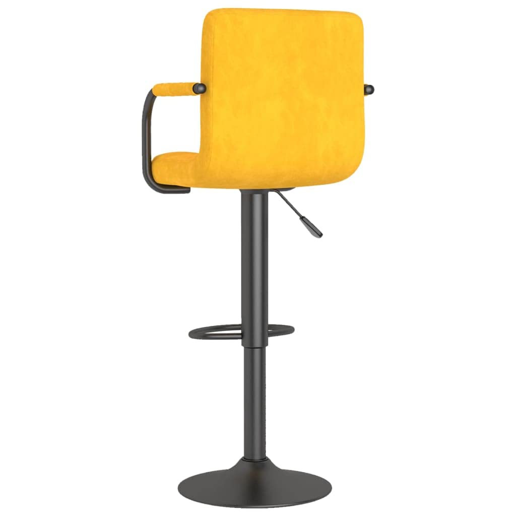 Lot de 2 tabourets de bar en velours jaune moutarde avec repose-pieds, réglables en hauteur, pivotant à 360 degrés, acier revêtu par poudre, pour cuisine, salle à manger, bar, salon, bistro