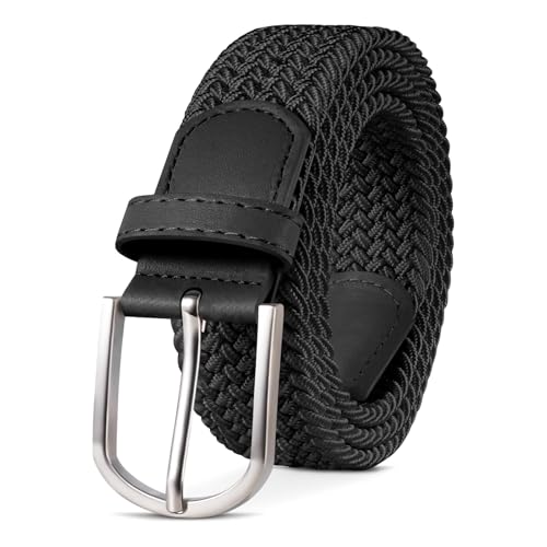 TANGCHAO Cinturones hombre, Cinturon elastico para hombre y mujer, Cinturón Trenzado Elegante Sin Agujeros Extensible, Cómodo y bien ajustado, para Jeans