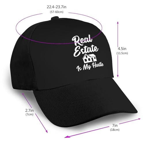 Real Estate is My Hustle Funny Realtor Gift Bonnets Curved Brim Mesh Baseball Cap Casual Sun Hat Unisex2