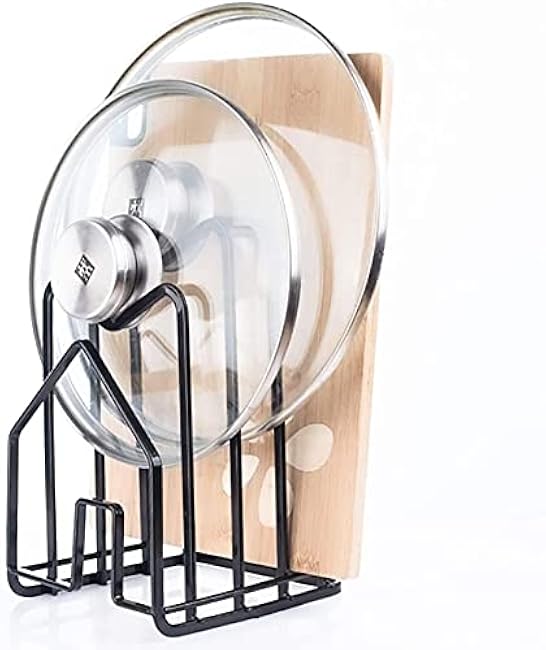 LINFIDITE Cutting Board Holder Chopping Boards Organizer Holder Kitchen Countertop Pot Pan Lids Rack Kitchenware Organizer Flat Steel 4.92 x 5.7 x 8.47 in. Black