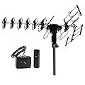 Five Star Outdoor Antenna HD TV 200 Miles Range with Motorized 360° Rotation, UHF/VHF/FM Radio with Infrared Remote Control