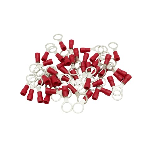 Terminales de anillo aislados M8 rojos de cobre para cable de 22-16 AWG
