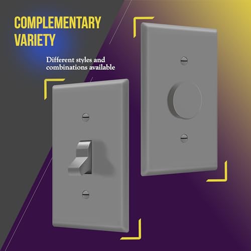 Image of ENERLITES Toggle Light Switch Wall Plate Cover, Gloss Finish, Size 1-Gang 4.50 inch x 2.76 inch, Unbreakable Polycarbonate Thermoplastic, 8811-GR-10PCS, Gray (10 Pack), Grey