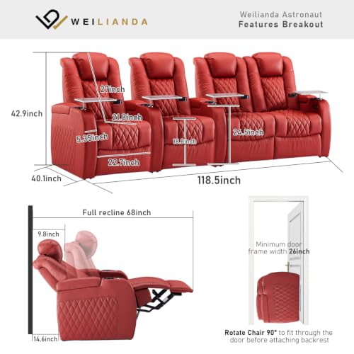 Image of Weilianda Home Theater Seating, Top Grain Leather Movie Theater Chair