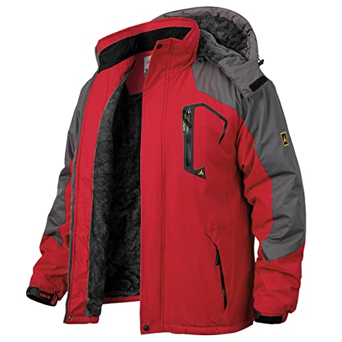 Mansdour Men's Waterproof Ski Jacket Warm Fleece Snowboard Jacket Winter Snow Coat For Men Windproof Mountain Skating Skiing Hiking Jackets Hooded Raincoat Windbreaker #TOP24