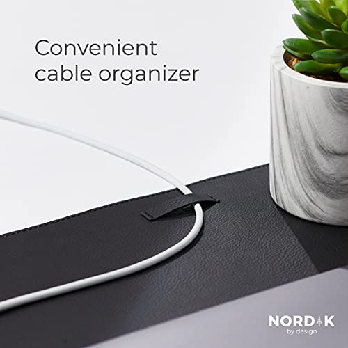 Image of Nordik Leather Desk Mat - Cork Pebble Black - Leather Desk Pad 35x17 in