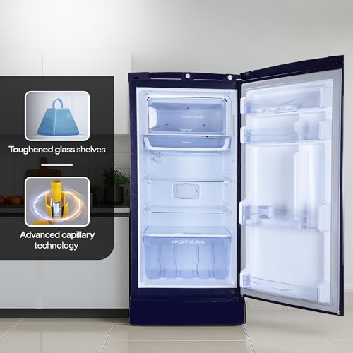 Image of Godrej 185 L 5 Star 5 Years Comprehensive Turbo Cooling Technology Toughened Glass Shelves Large Shelve Space Single Door Refrigerator (2026 Model, RD 195EN TAI MN BL, Marine Blue)