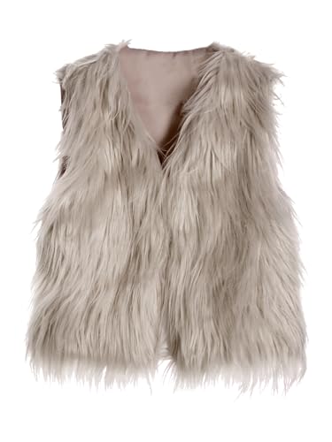 Toddlers Girls Winter Warm Faux Fur Vest Waistcoat Kids Cardigan Thick Jacket Outerwear Shaggy Coat3