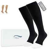360 Relief Calze Compressione Punta Aperta per Donna e Uomo - Classe 1 Gambaletti Compressione Graduata per Circolazione, Viaggi Aereo, Vene Varicose - Calze Antitrombo 15-20mmHg con Borsa Lavanderia