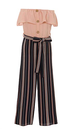 Image of iGirlDress Girls Wide Leg Off Shoulder Elegant High Waist Rompers Palazzo Pants Trousers Jumpsuits USA 4-14
