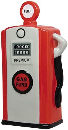 PTC Pacific Giftware Ceramic Gas Pump Savings Piggy/Coin/Money Bank, Red
