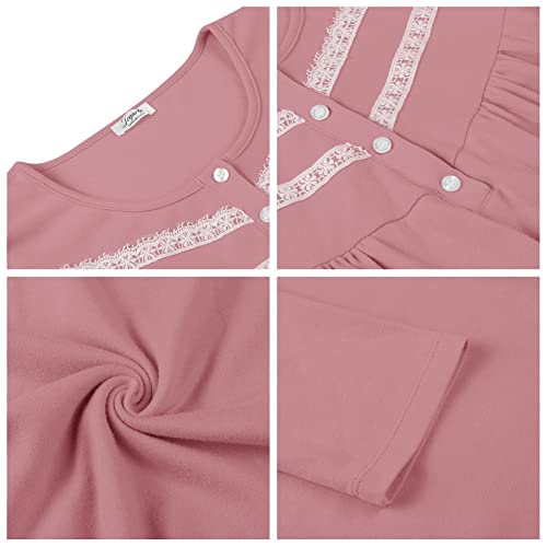 Joyaria Ultra Soft Thick Nightgown Winter Spring Warm Cotton Flannel Pajama Night Gowns For Ladies (Dusty Rose, Medium) #TOP4