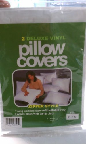 2-Pack Waterproof Zippered Vinyl Pillow Protectors – Durable, Easy-Clean Encasements for Spill, Moisture, and Dirt Protection – Standard Size 21” x 27”