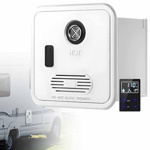 LMzythrop Calentador de Agua Sin Tanque para Vehículos Recreativos 6L/8L/10L,Depósito de Agua de Cobre Sin Oxígeno,Ajuste de Temperatura:35-51 °C,Salidas de Agua Dobles,Calentador Gas 8L