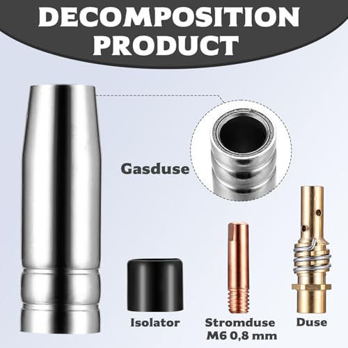 Tenbrachian 25 Pcs M6 MIG Welding Tips 1.0mm, Welding Torch Contact Tips, MIG Fit MAG MB15 15AK Welder Consumable Accessory, Fit 15AK MB15 MIG MAG Welding Torch Conical Nozzle Cup Gas Nozzles 4 Tenbrachian 25 Pcs M6 MIG Welding Tips 1.0mm, Welding Torch Contact Tips, MIG Fit MAG MB15 15AK Welder Consumable Accessory, Fit 15AK MB15 MIG MAG Welding Torch Conical Nozzle Cup Gas Nozzles - Image 4