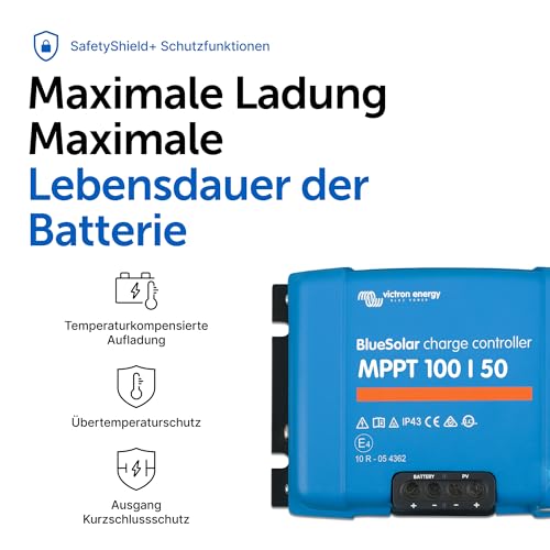 Victron Energy BlueSolar MPPT Laderegler - Solar Laderegler - 100V 50 Amp 12/24-Volt