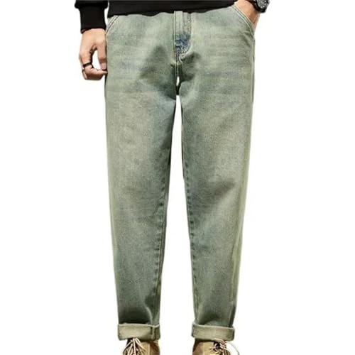 Men's Fall Winter Jeans – Loose Retro Solid Color Denim Pants Comfortable Trousers 7