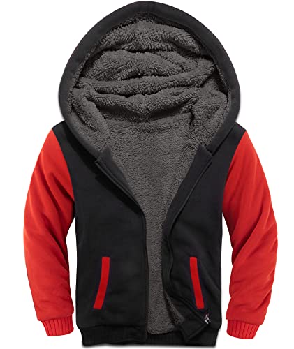 Image of V VALANCH Boys Hoodie Zip Up Fleece Lined Jacket Warm Sherpa Hooded Sweatshirts for Boys Girls 6-15 Years